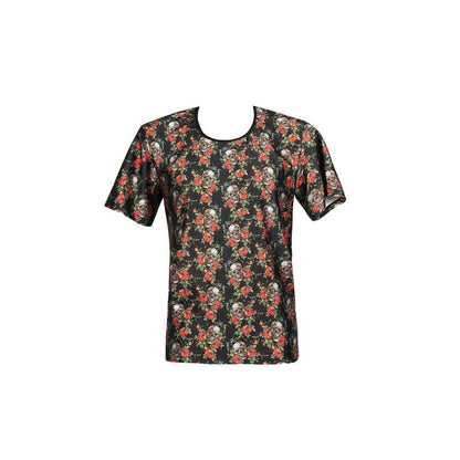 Anais Men - Power T-Shirt with Roses and Skulls Print, Size M