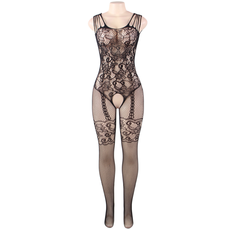 Queen Lingerie - Open Bodystocking Queen Crothless Flower Lace SL - Elegance and Sensuality with Royal Style