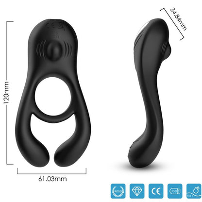 Armony For Him- Veyron Dublu Vibrator Inel Jucărie Pentru Cupluri Telecomandă Negru