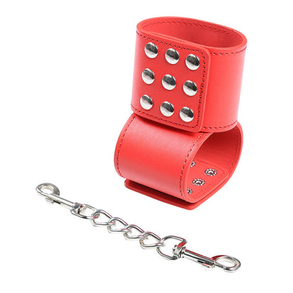 Ohmama Fetish - Red Handcuffs With Ratchet Closure, Metal Chain, Materials 85% PVC / 15% Iron, Adjustable