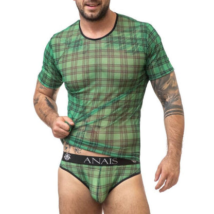 Anais Men Accesories - Magic T-Shirt S Green Black Plaid Pattern Lycra Men's T-Shirt High Quality Underwear Size Guide Available