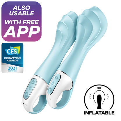 Satisfyer Connect - Air Pump Vibrator 5+ Inflatable G-Spot, Waterproof, 15 Years Warranty, Blue