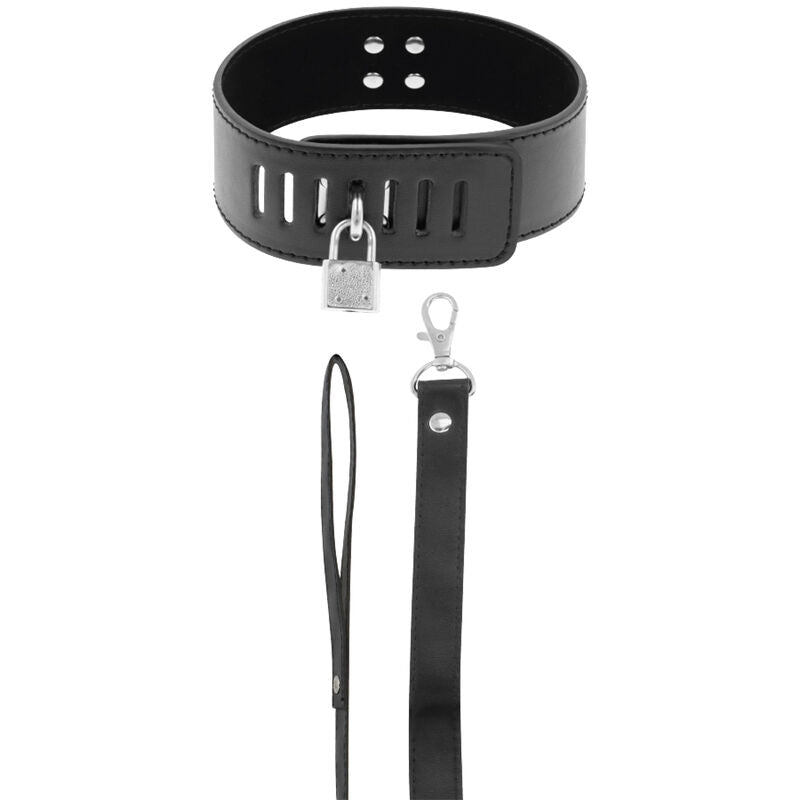 Darkness Bondage - BDSM Collar with Black Lock, Neoprene and Puleather, BDSM