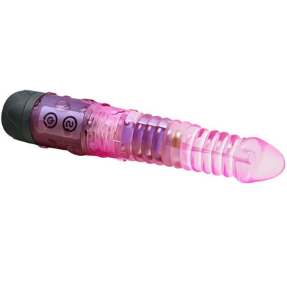 Baile Vibrators - Pink Multi-Climax Vibrator with 10 Functions, Ribbed Shaft, Water Resistant, TPR, 2AAA Batteries, Measurements: See Image