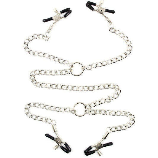 Ohmama Fetish - Set of 4 Chain Nipple Clamps with Rings