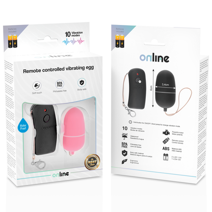 Online - Pink Remote Control Vibrator Egg, 10 Vibration Modes, Waterproof, Body Safe Materials