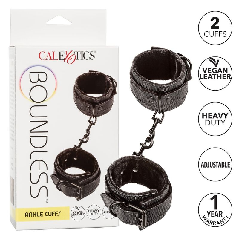 California Exotics - Boundless - Fully Adjustable BDSM Ankle Cuffs with Vegan Leather Lining