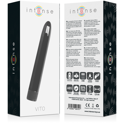 Intense Fun - Intense Vibrator Vito Black, 17 cm, Powerful Vibrations, Works with 2 AA Batteries