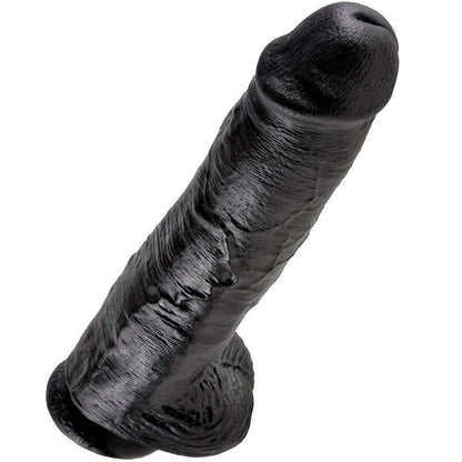 King Cock- Penis De 11" Negru Cu Bile 28 Cm