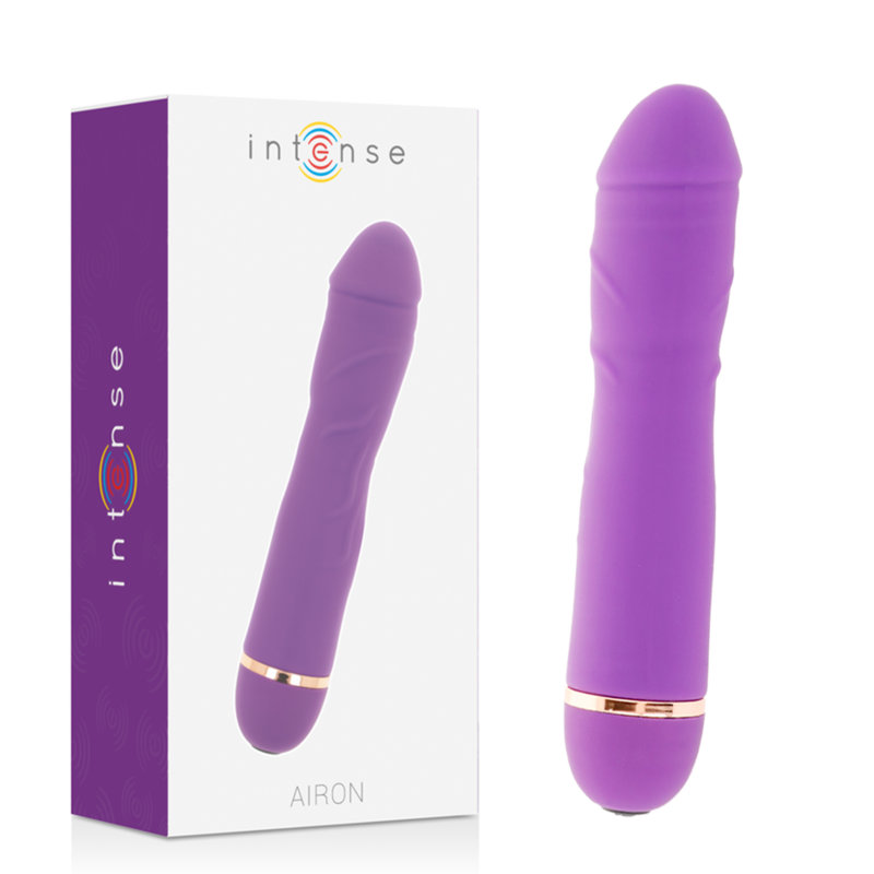 Intense Fun - Airon Vibrator with 20 Speeds, Soft Silicone, Water Resistant, 3.5 cm x 18 cm, Purple