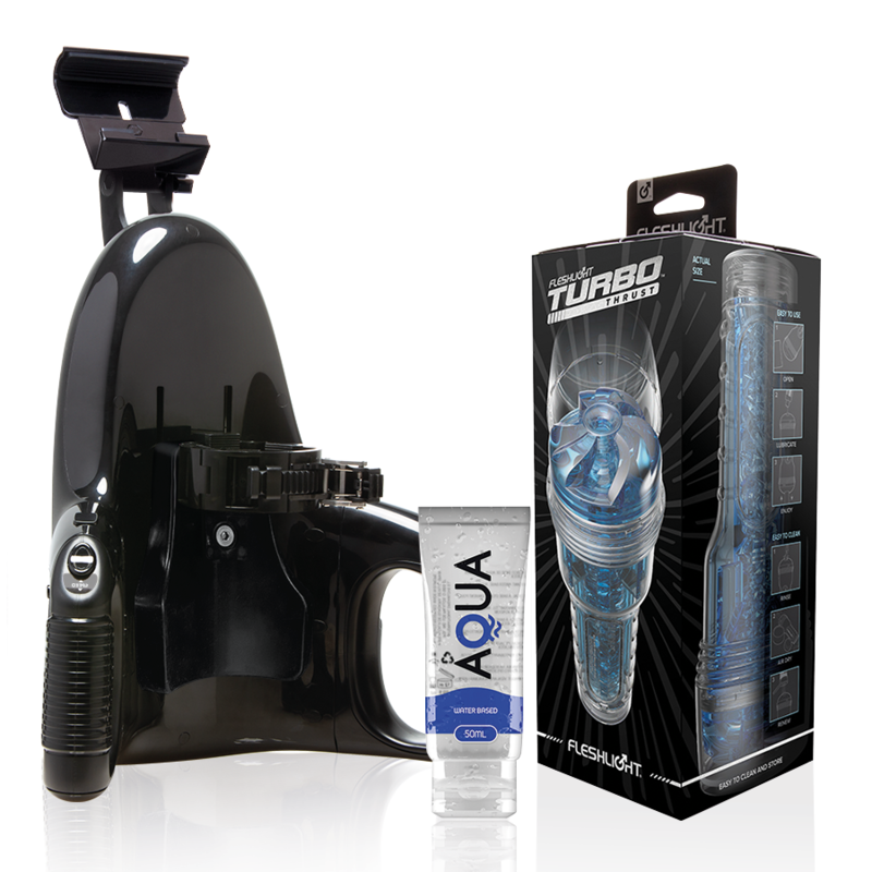 Fleshlight- Turbo Thrust Blue Ice + Universal Launch + Aqua Lubrifiant De Calitate 50 Ml