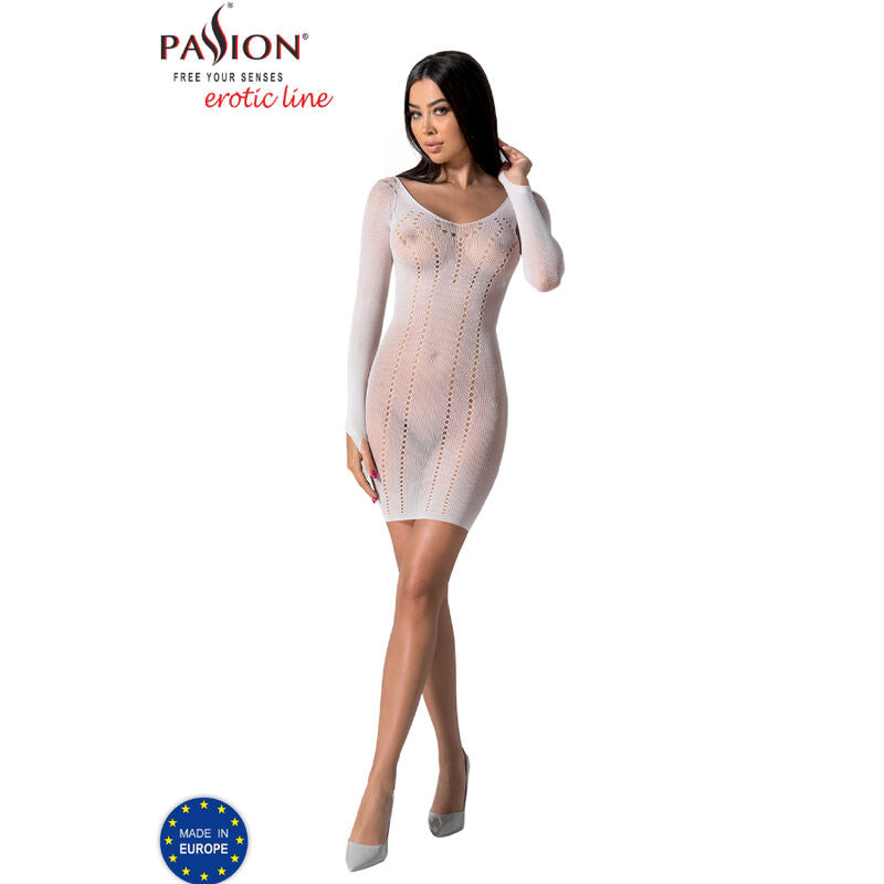 Passion Woman Bodystockings - White Bodystocking With Sensual Print, One Size