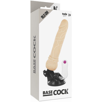 Basecock - Realistic Flesh Remote Control Vibrator 19.5 cm, 12 Vibration Modes, Silky TPE Material, Free Falatos