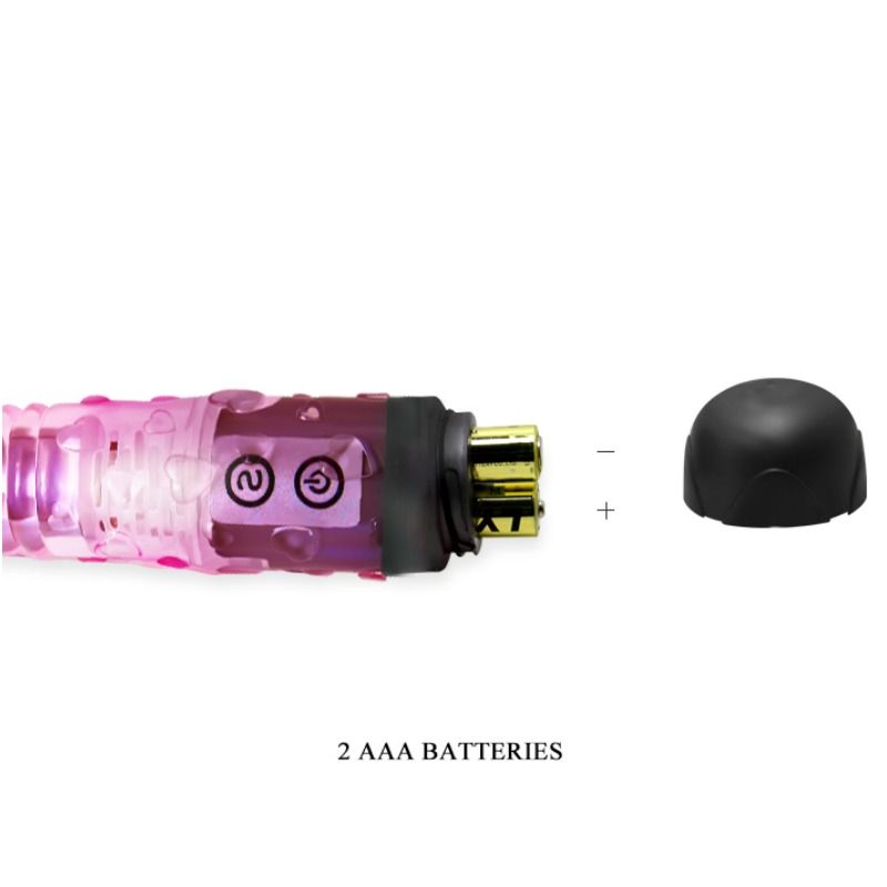 Baile Vibrators - Pink Multi-Climax Vibrator with 10 Functions, Ribbed Shaft, Water Resistant, TPR, 2AAA Batteries, Measurements: See Image