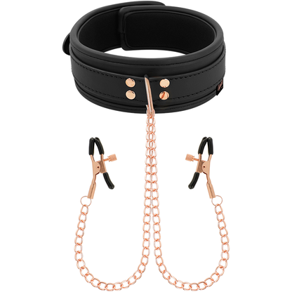 Coquette Chic Desire - Fantasy Nipple Clamp Necklace in Vegan Leather and Neoprene