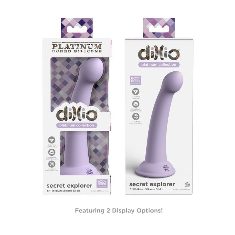 Dillio - Secret Explorer Dildo 15.24 cm Purple Silicone with Platinum