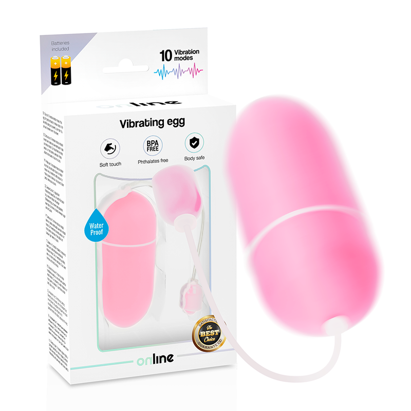 Online - Waterproof Pink Egg With 10 Vibration Modes, Body Safe Material