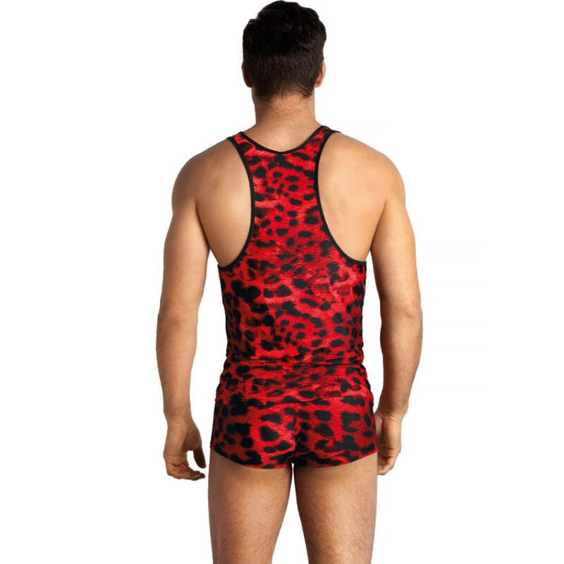 Anais Men - Red Animal Print Microfiber Savage XL Top