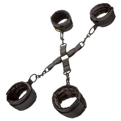 California Exotics - Boundless Hog Tie - BDSM Set with Handcuffs and Soft Padding in Vegan Leather, Fully Adjustable