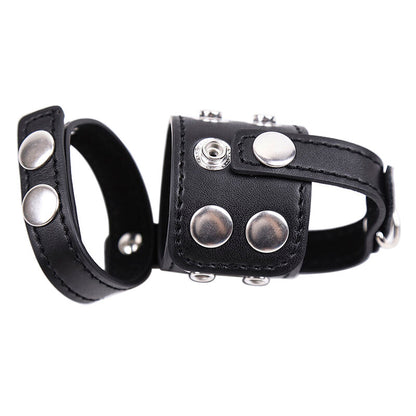 Ohmama Fetish - Leather Chastity Belt with Metal Details and Adjustable Brackets, Nickel Free