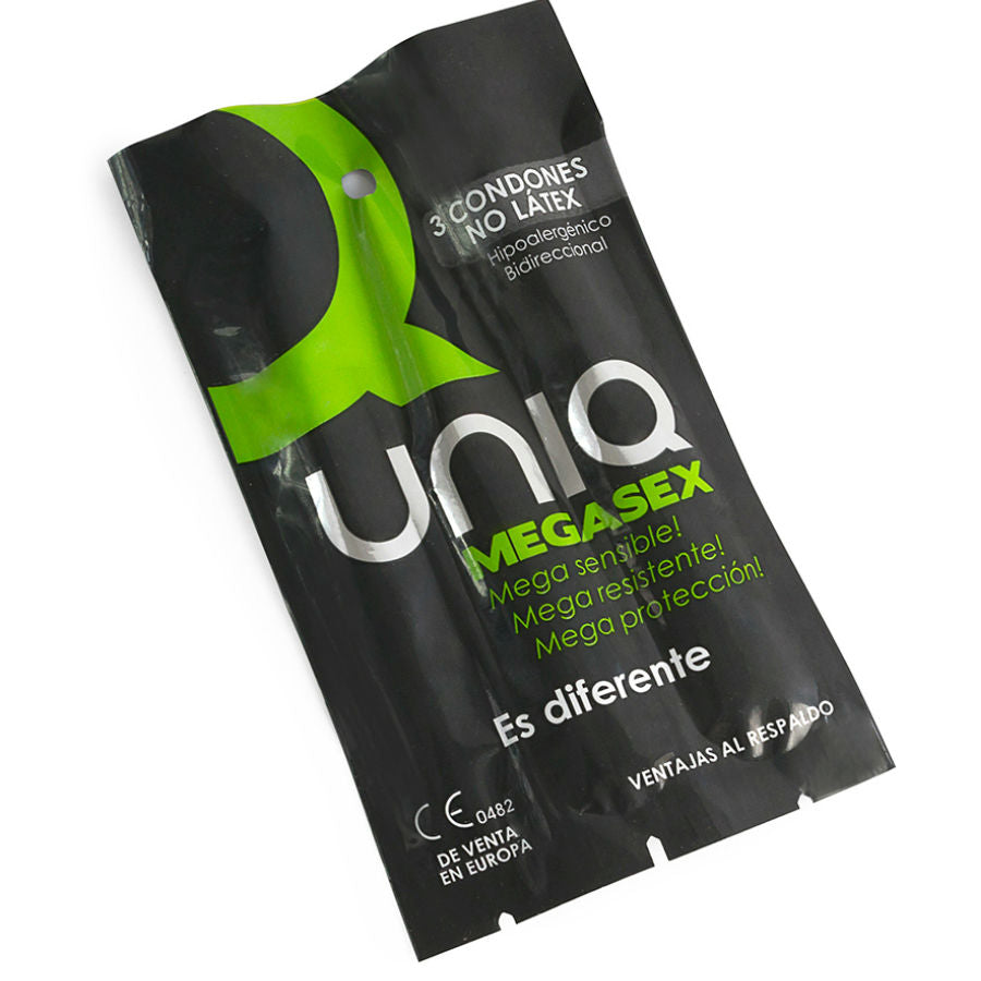 Uniq - Megasex Sensitive Condoms Without Latex, 3 Units