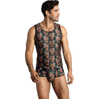 Anais Men - Power Top with Roses and Skulls Print, Size L