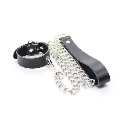 Ohmama Fetish - Penis Necklace and Leather Strap with Metal Chain (Adjustable Strap)