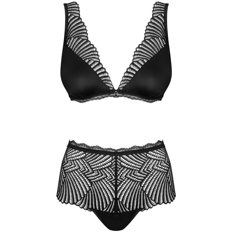 Obsessive Sets - Sexy Klarita Black Satin Two Piece Set - S/M.