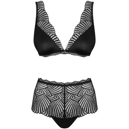 Obsessive Sets - Sexy Klarita Black Satin Two Piece Set - S/M.