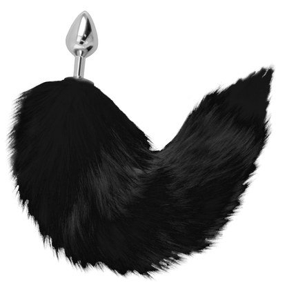 Darkness Anal - 8cm Silver Anal Plug with Black Tail, Visually and Sexually Stimulant, Furry Tail for Visual Attraction