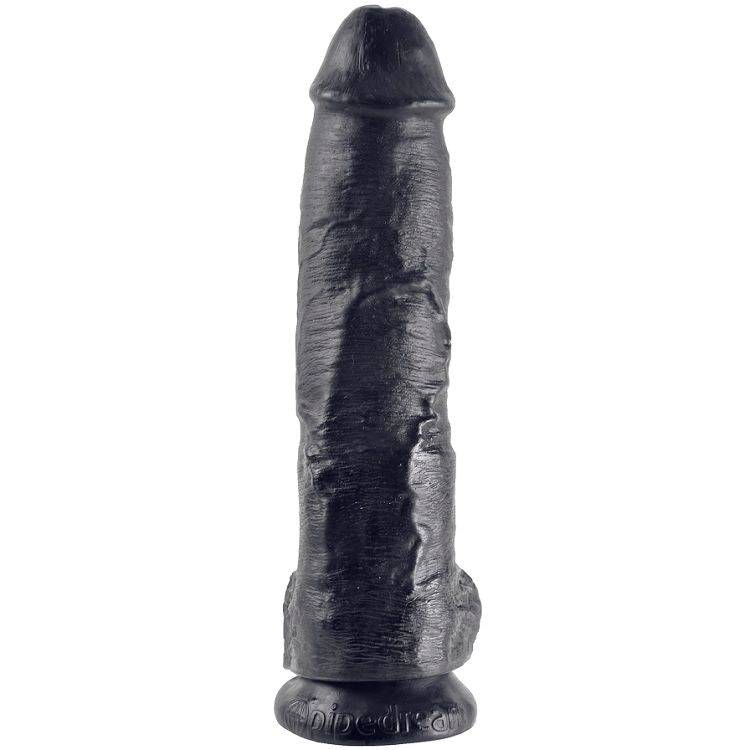 King Cock- Penis De 10" Negru Cu Bile 25.4 Cm