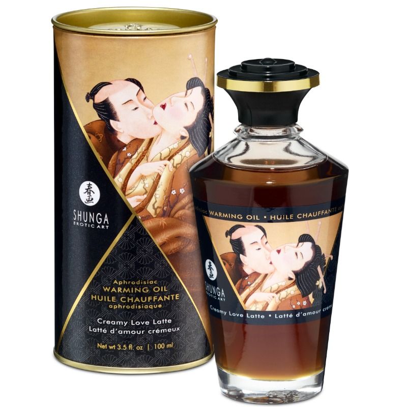 Shunga Oils - Massage Oil With Thermal Effect Aroma of Creamy Latte and Creamy Love 100 ml