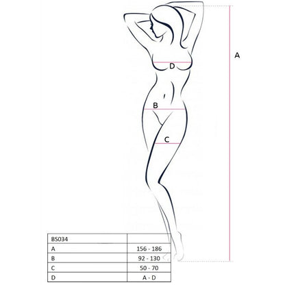 Passion Woman Bodystockings - Black Bodystocking BS034, Sexy Cutout Design, One Size