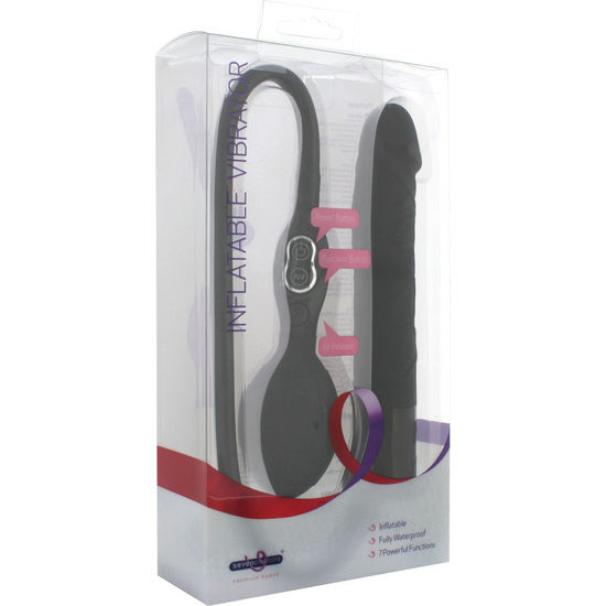 Seven Creations - Black Inflatable Vibrator, Insertable Measurements: 15 cm x 3 cm, Electronic Control with 7 Functions, Water Resistant