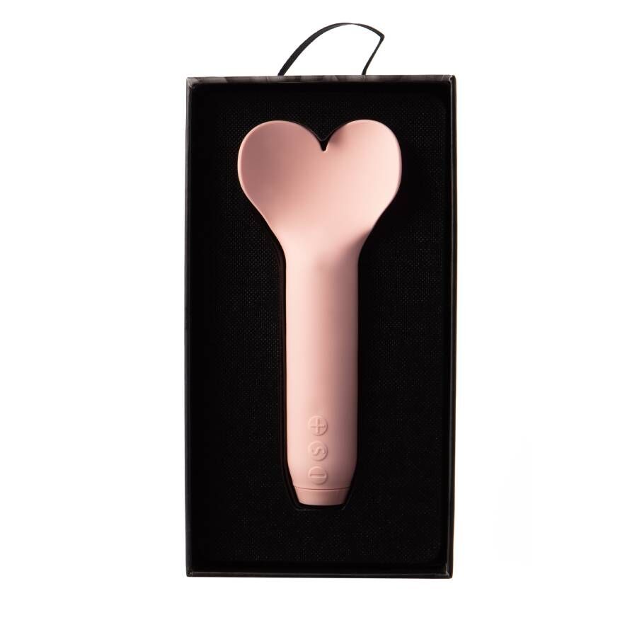 Je Joue - Amour Bullet Pale Rosette, Heart-Shaped Compact Vibrator, 5 Speeds and 7 Patterns, Waterproof, USB Rechargeable, Dimensions: 137.6mm x 55mm x 25mm