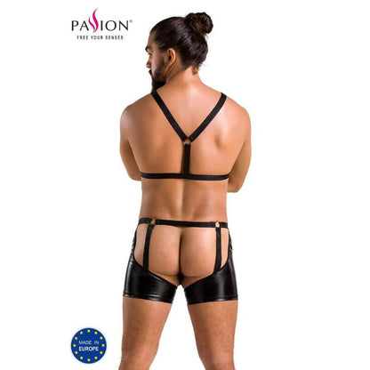 Passion Men - Set Aron Black S/M, Material: 75% Polyester, 15% Polyamide, 10% Elastane, Made in Poland, Oeko-Tex Certified, Elegant Design