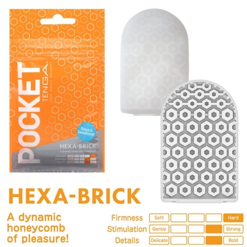 Tenga Hexa Brick Pocket Stroker - Elastic Portable Masturbator Single Use