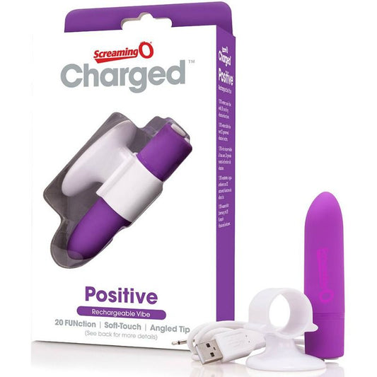 Screaming O Rechargeable Massager - Charged Positive - Purple, 20 Vibration Functions, Water Resistant, 2 Year Warranty