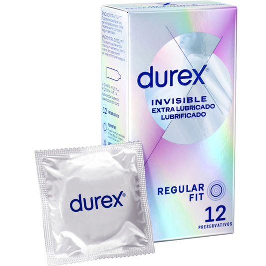 Durex - Invisible Extra Lubricated 12 Units - Ultra-Thin and Extra Lubricated Condoms