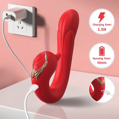 Armony Vibrators- Delfin Vibrator Multipoziție Și Efect De Căldură Roșu