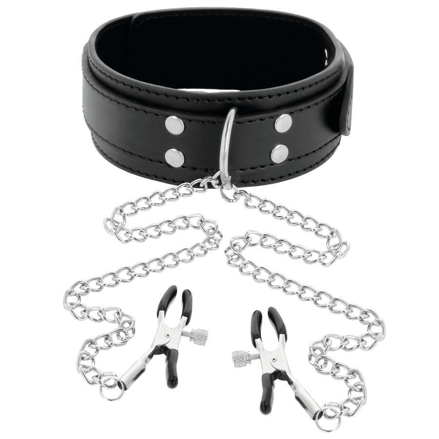 Darkness Bondage-Collar De Întunecare Cu Nipple Cleme Negre