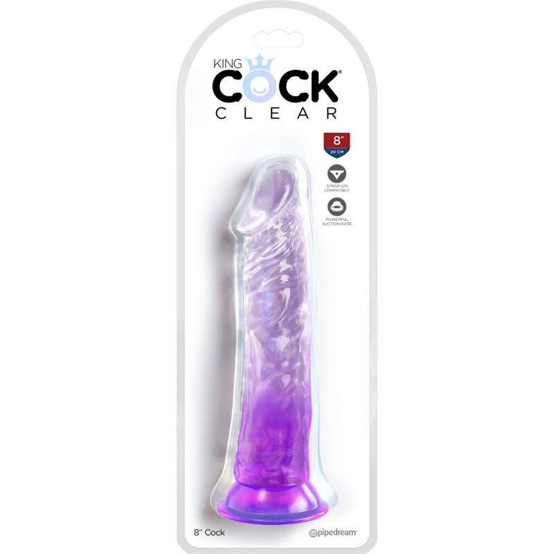 King Cock Clear - Purple Realistic Dildo 21.8 cm, Water Resistance, TPE Material