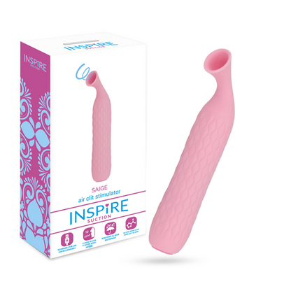 Inspire Suction - Saige Pink Suction Stimulator, Dimensions: 14.6 cm (total length), 2.9 cm (diameter), Material: Silicone, Submersible, Rechargeable, 1 Year Warranty