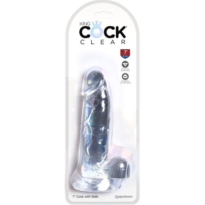 King Cock- Penis Realist Transparent Cu Bile De 15,2 Cm Transparent