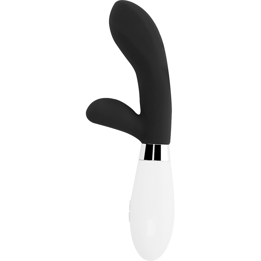 Glossy - Jackson Rabbit Black, Silicone Vibrator with 10 Functions, 12cm, Operates on 2 AAA Batteries