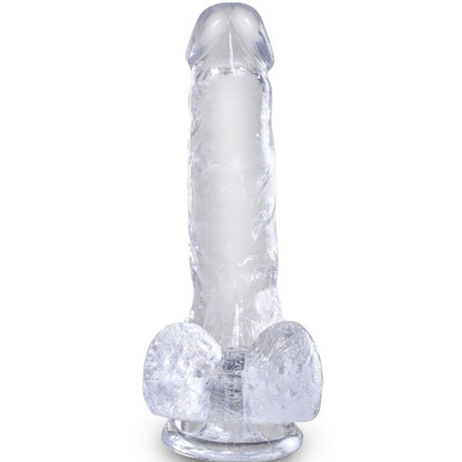 King Cock- Penis Realist Transparent Cu Bile 13,5 Cm Transparent