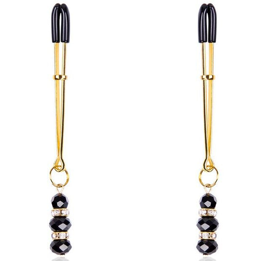 Ohmama Fetish - Gold Nipple Clamps With Jewel Pendant