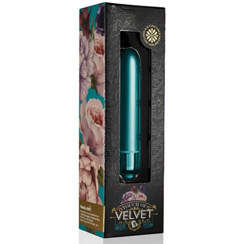 Rocks-Off Bullet Vibrator Touch Velvet Bullet Peacock Petals, Precision Stimulation, 10 Functions, 100% Waterproof