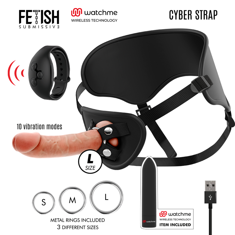 Fetish Submissive Cyberstrap - Watchme L Technology Remote Control Bullet Harness, Dimensions: 22.5cm x 20.5cm x 4.8cm