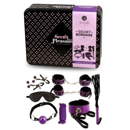 Secretplay 100% Fetish - BDSM Set 8 Pieces, Purple and Black, Synthetic Leather